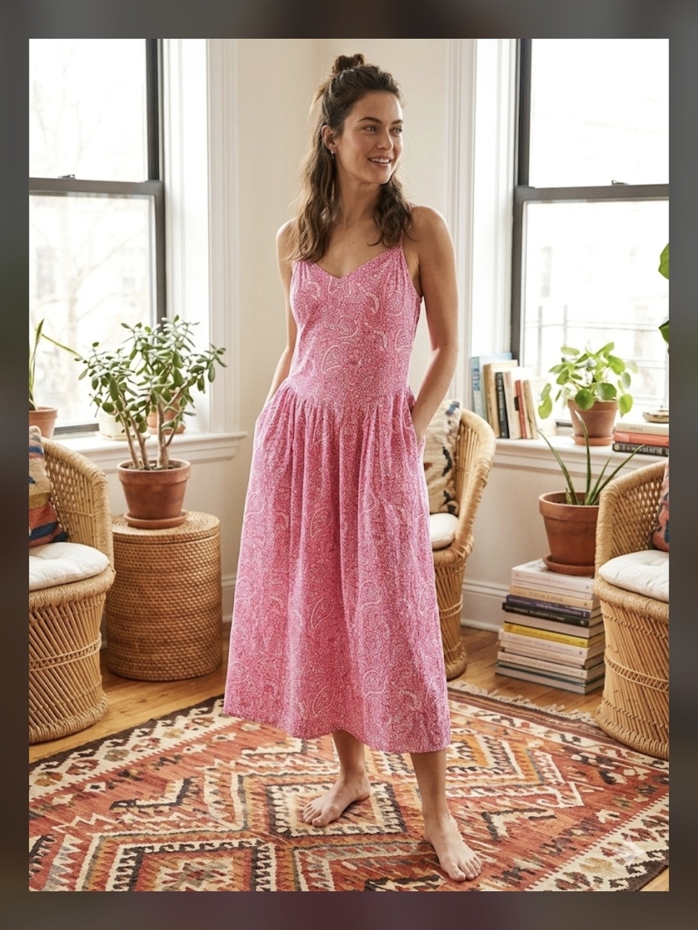 ROLLER RABBIT    Pink Floral Midi Dress